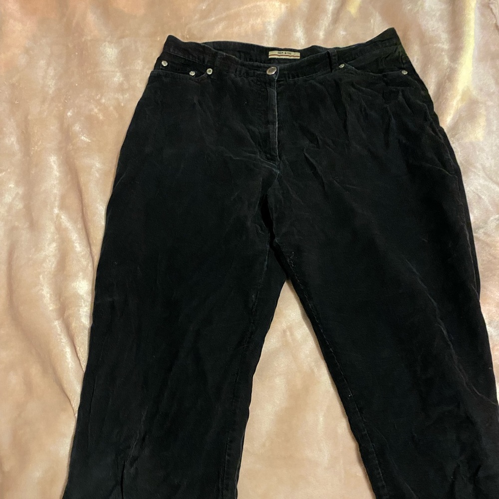 Black suede pants, gender neutral